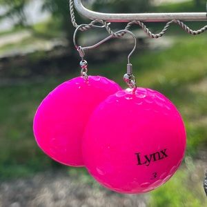 Hot Pink Golf Ball Earrings